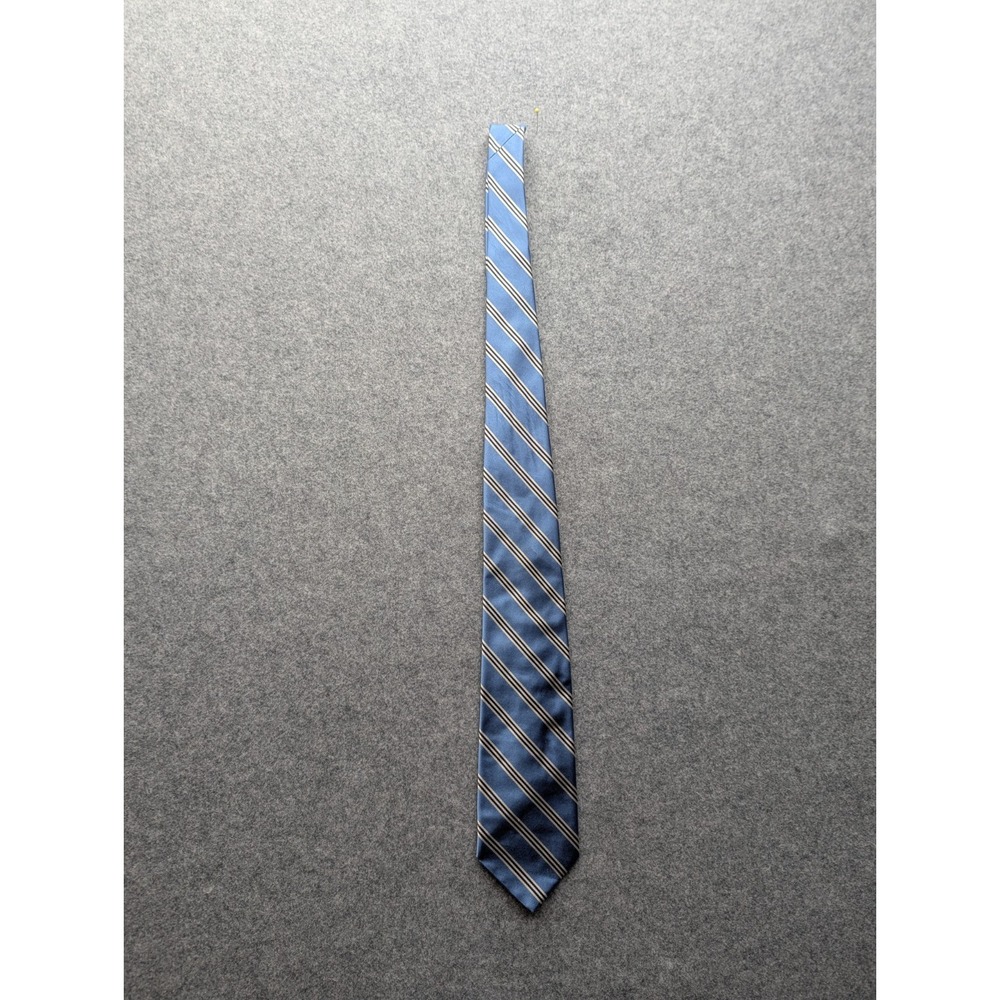 Brooks Brothers Irregular Tie Light Blue Base  Dark Blue White Stripes 100% Silk